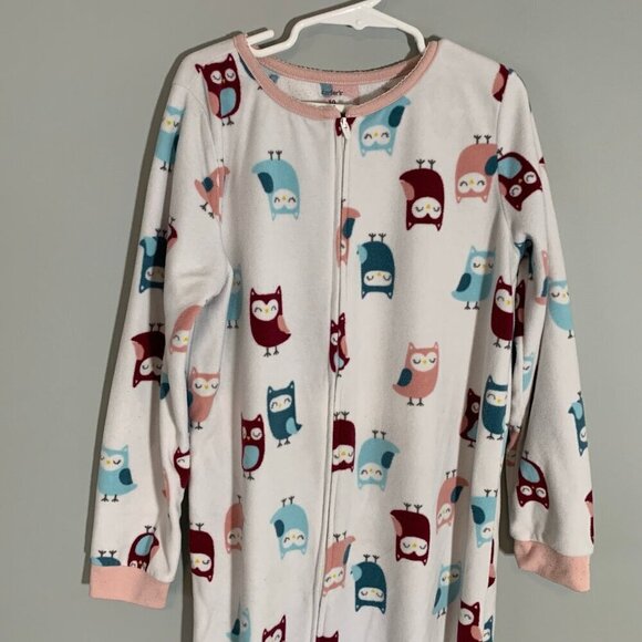 Carter's owl print fleece cozy footed pajamas jammies pjs sleeper - Picture 2 of 5